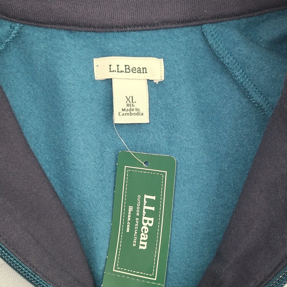 NWT LL Bean Quarter Zip Womens XL Pullover Colorblock Baby Blue Navy Sweatshirt - Picture 5 of 7